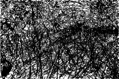 Siyah beyaz desenli, noktalı, lekeli, çizik ve çizikli sıkıntılı bir arkaplan. Soyut vektör illüstrasyonu.