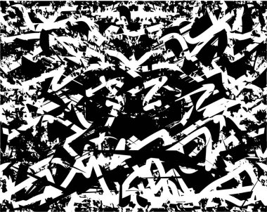 Siyah beyaz desenli, noktalı, lekeli, çizik ve çizikli sıkıntılı bir arkaplan. Soyut vektör illüstrasyonu.