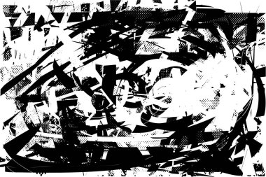 Çizik ve çiziklerle dolu siyah beyaz bir arka plan. Soyut vektör illüstrasyonu.