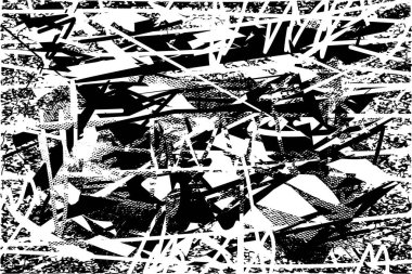 Siyah beyaz desenli, noktalı, lekeli, çizik ve çizikli sıkıntılı bir arkaplan. Soyut vektör illüstrasyonu.