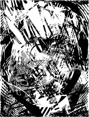 Çizik ve çiziklerle dolu siyah beyaz bir arka plan. Soyut vektör illüstrasyonu.