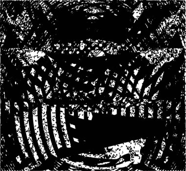 Siyah beyaz desenli, noktalı, lekeli, çizik ve çizikli sıkıntılı bir arkaplan. Soyut vektör illüstrasyonu.