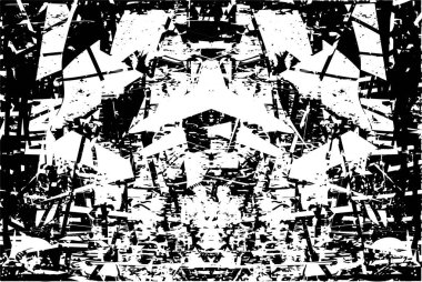 Siyah beyaz desenli, noktalı, lekeli, çizik ve çizikli sıkıntılı bir arkaplan. Soyut vektör illüstrasyonu.