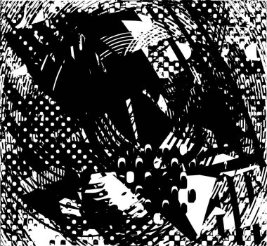 Çizik ve çiziklerle dolu siyah beyaz bir arka plan. Soyut vektör illüstrasyonu.