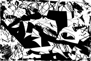 Çizik ve çiziklerle dolu siyah beyaz bir arka plan. Soyut vektör illüstrasyonu.