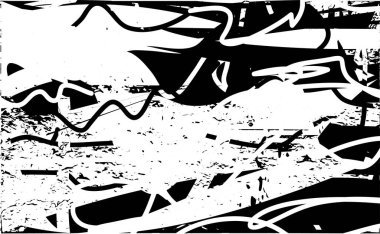 Çizik ve çiziklerle dolu siyah beyaz bir arka plan. Soyut vektör illüstrasyonu.