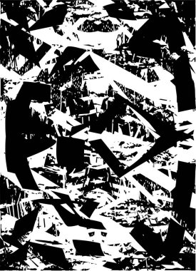 Siyah beyaz desenli, noktalı, lekeli, çizik ve çizikli sıkıntılı bir arkaplan. Soyut vektör illüstrasyonu.