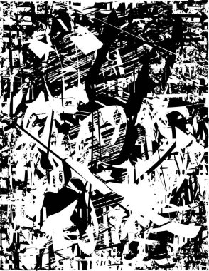 Çizik ve çiziklerle dolu siyah beyaz bir arka plan. Soyut vektör illüstrasyonu.