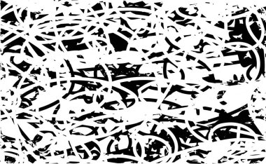 Çizik ve çiziklerle dolu siyah beyaz bir arka plan. Soyut vektör illüstrasyonu.