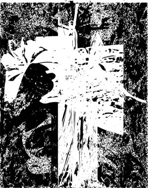 Siyah beyaz desenli, noktalı, lekeli, çizik ve çizikli sıkıntılı bir arkaplan. Soyut vektör illüstrasyonu.