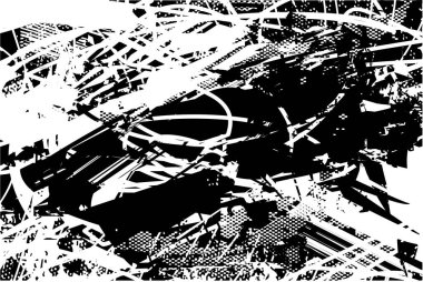 Çizik ve çiziklerle dolu siyah beyaz bir arka plan. Soyut vektör illüstrasyonu.