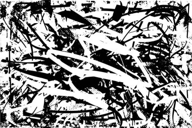 Çizik ve çiziklerle dolu siyah beyaz bir arka plan. Soyut vektör illüstrasyonu.