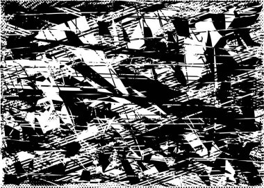 Siyah beyaz desenli, noktalı, lekeli, çizik ve çizikli sıkıntılı bir arkaplan. Soyut vektör illüstrasyonu.