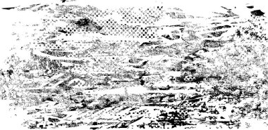 Siyah beyaz desenli, noktalı, lekeli, çizik ve çizikli sıkıntılı bir arkaplan. Soyut vektör illüstrasyonu.