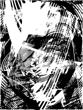 Çizik ve çiziklerle dolu siyah beyaz bir arka plan. Soyut vektör illüstrasyonu.