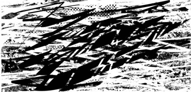 Siyah beyaz desenli, noktalı, lekeli, çizik ve çizikli sıkıntılı bir arkaplan. Soyut vektör illüstrasyonu.