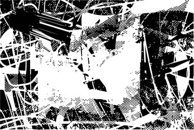 Çizik ve çiziklerle dolu siyah beyaz bir arka plan. Soyut vektör illüstrasyonu.