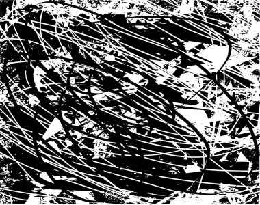 Çizik ve çiziklerle dolu siyah beyaz bir arka plan. Soyut vektör illüstrasyonu.