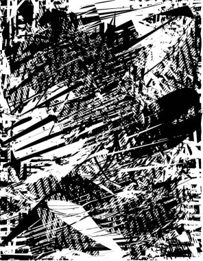 Çizik ve çiziklerle dolu siyah beyaz bir arka plan. Soyut vektör illüstrasyonu.