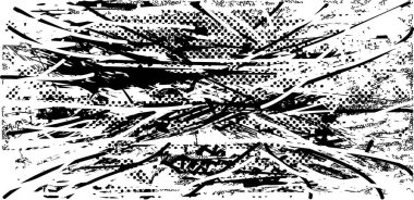 Siyah beyaz desenli, noktalı, lekeli, çizik ve çizikli sıkıntılı bir arkaplan. Soyut vektör illüstrasyonu.