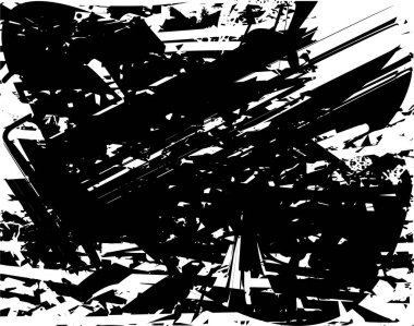 Siyah beyaz desenli, noktalı, lekeli, çizik ve çizikli sıkıntılı bir arkaplan. Soyut vektör illüstrasyonu.