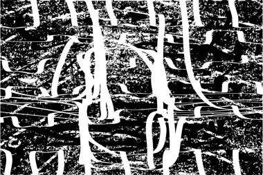 Siyah beyaz desenli, noktalı, lekeli, çizik ve çizikli sıkıntılı bir arkaplan. Soyut vektör illüstrasyonu.