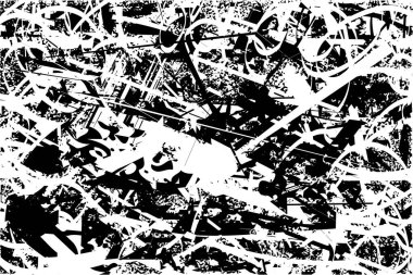 Çizik ve çiziklerle dolu siyah beyaz bir arka plan. Soyut vektör illüstrasyonu.