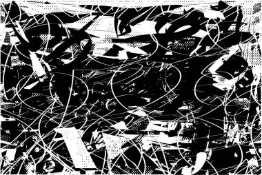 Çizik ve çiziklerle dolu siyah beyaz bir arka plan. Soyut vektör illüstrasyonu.