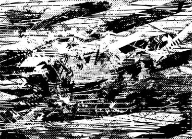 Çizik ve çiziklerle dolu siyah beyaz bir arka plan. Soyut vektör illüstrasyonu.