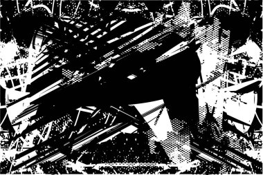 Çizik ve çiziklerle dolu siyah beyaz bir arka plan. Soyut vektör illüstrasyonu.