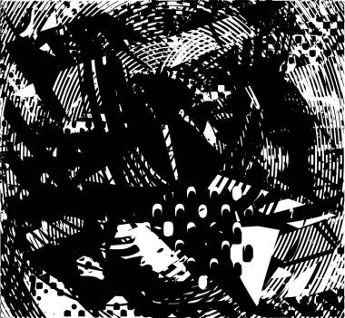 Çizik ve çiziklerle dolu siyah beyaz bir arka plan. Soyut vektör illüstrasyonu.