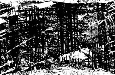 Siyah beyaz desenli, noktalı, lekeli, çizik ve çizikli sıkıntılı bir arkaplan. Soyut vektör illüstrasyonu.