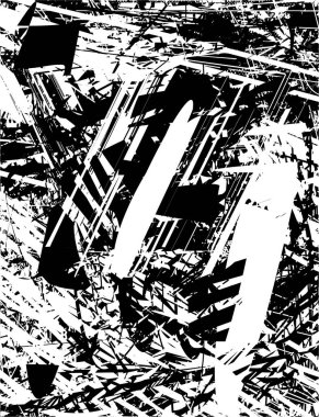 Çizik ve çiziklerle dolu siyah beyaz bir arka plan. Soyut vektör illüstrasyonu.