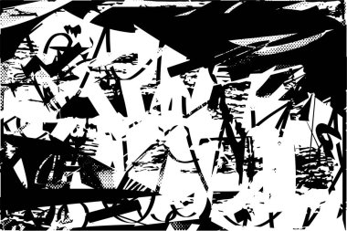 Çizik ve çiziklerle dolu siyah beyaz bir arka plan. Soyut vektör illüstrasyonu.