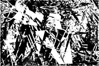 Çizik ve çiziklerle dolu siyah beyaz bir arka plan. Soyut vektör illüstrasyonu.