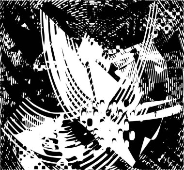 Çizik ve çiziklerle dolu siyah beyaz bir arka plan. Soyut vektör illüstrasyonu.