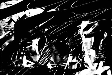 Çizik ve çiziklerle dolu siyah beyaz bir arka plan. Soyut vektör illüstrasyonu.