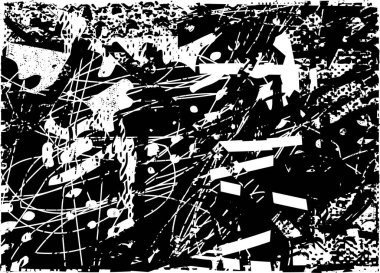 Çizik ve çiziklerle dolu siyah beyaz bir arka plan. Soyut vektör illüstrasyonu.