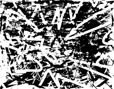 Çizik ve çiziklerle dolu siyah beyaz bir arka plan. Soyut vektör illüstrasyonu.