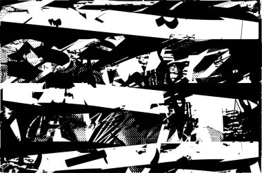 Çizik ve çiziklerle dolu siyah beyaz bir arka plan. Soyut vektör illüstrasyonu.