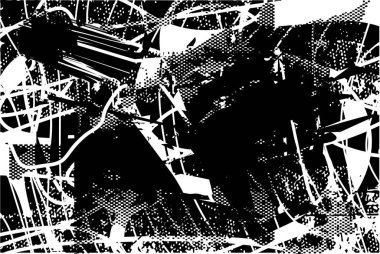 Çizik ve çiziklerle dolu siyah beyaz bir arka plan. Soyut vektör illüstrasyonu.