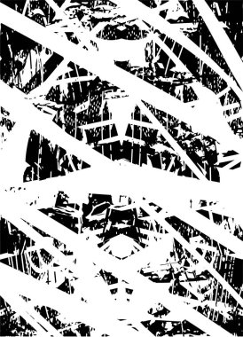 Siyah beyaz desenli, noktalı, lekeli, çizik ve çizikli sıkıntılı bir arkaplan. Soyut vektör illüstrasyonu.