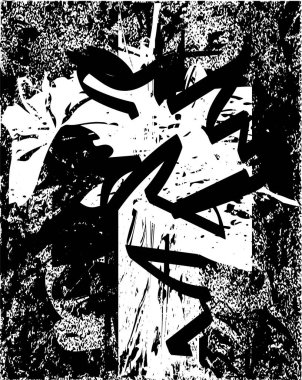 Siyah beyaz desenli, noktalı, lekeli, çizik ve çizikli sıkıntılı bir arkaplan. Soyut vektör illüstrasyonu.