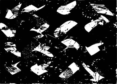 Siyah beyaz desenli, noktalı, lekeli, çizik ve çizikli sıkıntılı bir arkaplan. Soyut vektör illüstrasyonu.