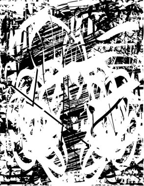 Çizik ve çiziklerle dolu siyah beyaz bir arka plan. Soyut vektör illüstrasyonu.