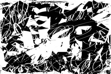 Çizik ve çiziklerle dolu siyah beyaz bir arka plan. Soyut vektör illüstrasyonu.