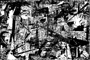 Siyah beyaz desenli, noktalı, lekeli, çizik ve çizikli sıkıntılı bir arkaplan. Soyut vektör illüstrasyonu.