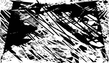 Siyah beyaz desenli, noktalı, lekeli, çizik ve çizikli sıkıntılı bir arkaplan. Soyut vektör illüstrasyonu.