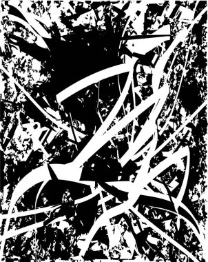 Siyah beyaz desenli, noktalı, lekeli, çizik ve çizikli sıkıntılı bir arkaplan. Soyut vektör illüstrasyonu.