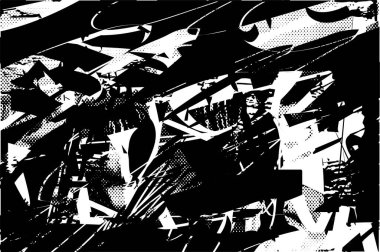 Çizik ve çiziklerle dolu siyah beyaz bir arka plan. Soyut vektör illüstrasyonu.